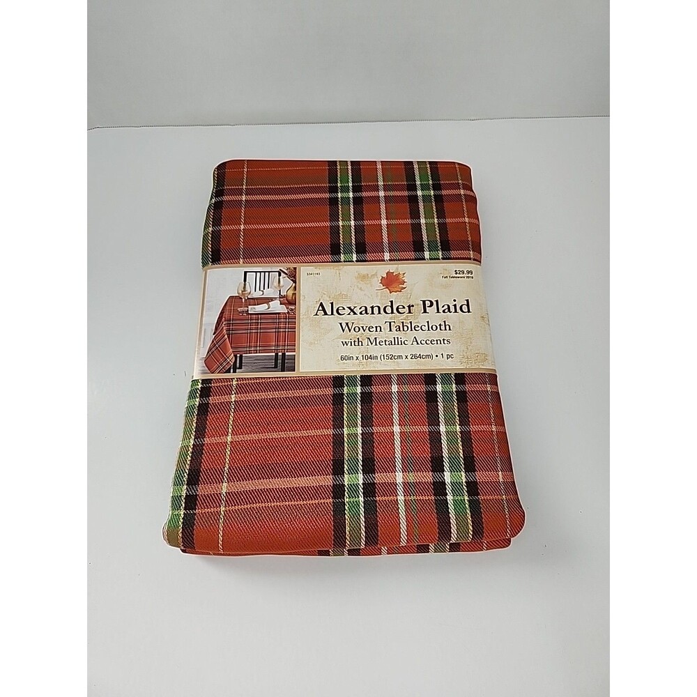 Benson Mills Alexander Plaid Woven Tablecloth 60” x 104” Christmas Colors / Fall